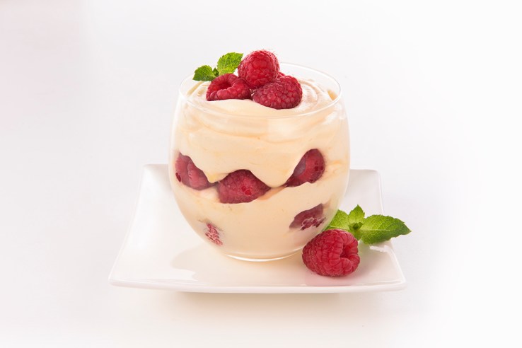 bicchiere mascarpone e lamponi